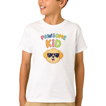 Paw-som Kid Söt Hund T-Shirt för Pojkar och Flicko