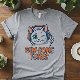 Paw-Some Tunes T-Shirt: Funny Cat T Shirt