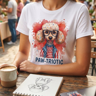 Paw-triotic Poodle Patriotic 4th of July Dog T Shirt