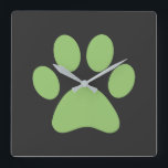 Paw-utskrift Fyrkantig Klocka<br><div class="desc">Roligt Paw Skriv ut design för djur älskare!</div>