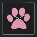 Paw-utskrift        fyrkantig klocka<br><div class="desc">Roligt Paw Skriv ut design för djur älskare!</div>