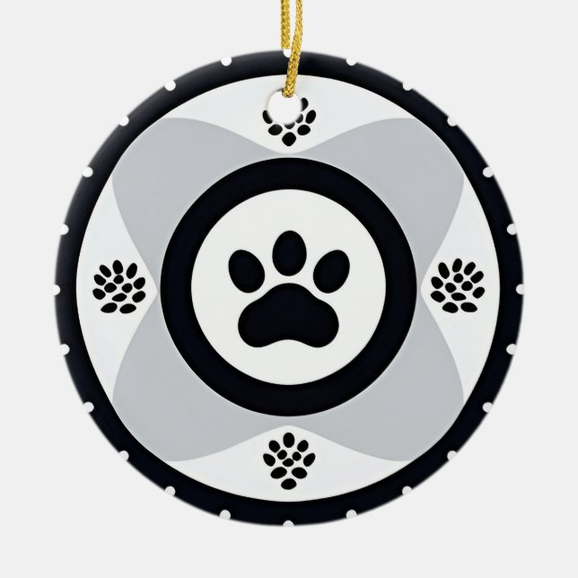 Paw-utskrift med dekorativ Inslag Julgransprydnad Keramik (Framsidan)