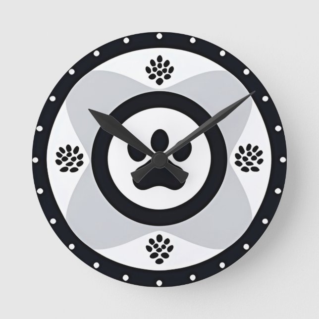 Paw-utskrift med dekorativ Inslag Rund Klocka (Framsida)