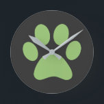 Paw-utskrift    rund klocka<br><div class="desc">Roligt Paw Skriv ut design för djur älskare!</div>