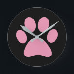 Paw-utskrift Rund Klocka<br><div class="desc">Roligt Paw Skriv ut design för djur älskare!</div>
