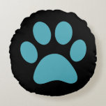 Paw-utskrift Rund Kudde<br><div class="desc">Roligt Paw Skriv ut design för djur älskare!</div>