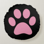 Paw-utskrift Rund Kudde<br><div class="desc">Roligt Paw Skriv ut design för djur älskare!</div>