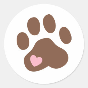 Paw-utskrift Runt Klistermärke