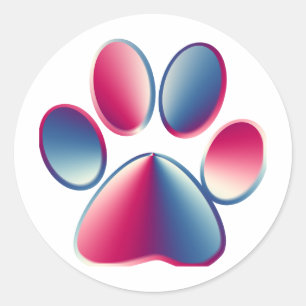 Paw-utskrift Runt Klistermärke
