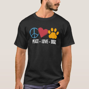 Paw-utskriften Hund Hund i Kärlek i fredspinnet T Shirt