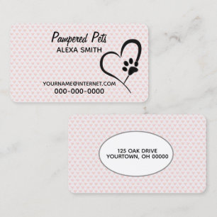 Paw-utskrifts- och Rosa-tips Visitkort