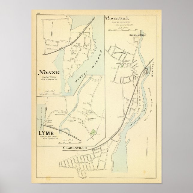 Pawcatuck, Noank, Lyme Poster (Framsidan)