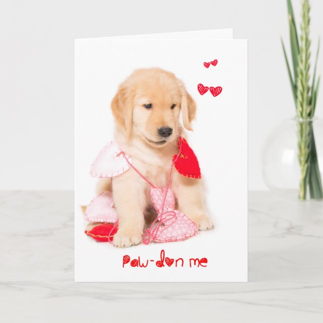 Pawdon Me Golden Retriever Puppy Valentine Helgkort (Framsida)