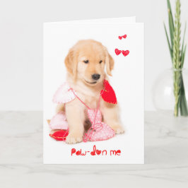 Pawdon Me Golden Retriever Puppy Valentine Helgkort
