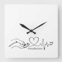 Pawfection One-Line Art – Minimalist Dog Lover Fyrkantig Klocka