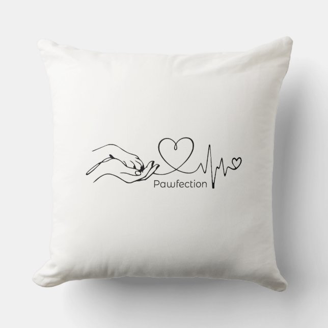 Pawfection One-Line Art – Minimalist Dog Lover Kudde (Framsida)