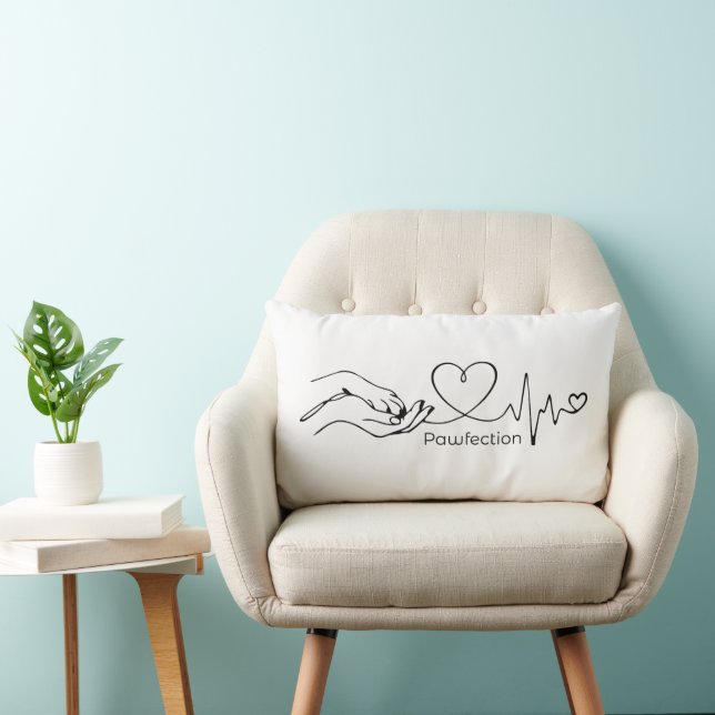 Pawfection One-Line Art – Minimalist Dog Lover Lumbarkudde (Stol)