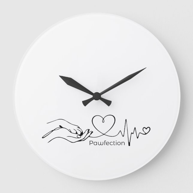 Pawfection One-Line Art – Minimalist Dog Lover Stor Klocka (Framsida)