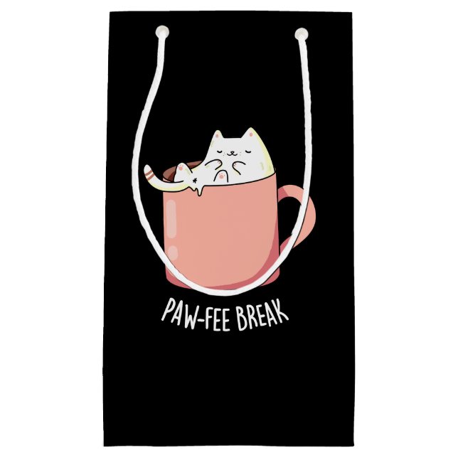 Pawfee Break Funny Cat Coffee Pun Mörk BG (Framsidan)