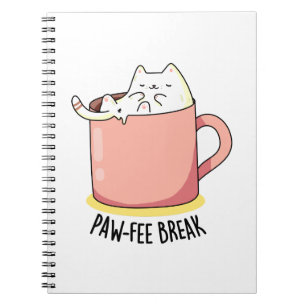 Pawfee-rast Rolig Kittelkatt I En Mugg Kaffe Puns Anteckningsbok