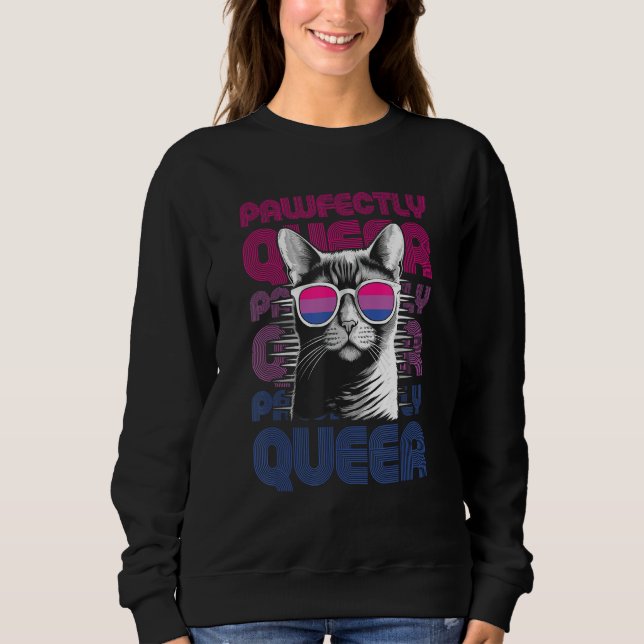Pawfekt Queer Katt Med Solglasögon Bisexuell Stolt T Shirt (Framsida)