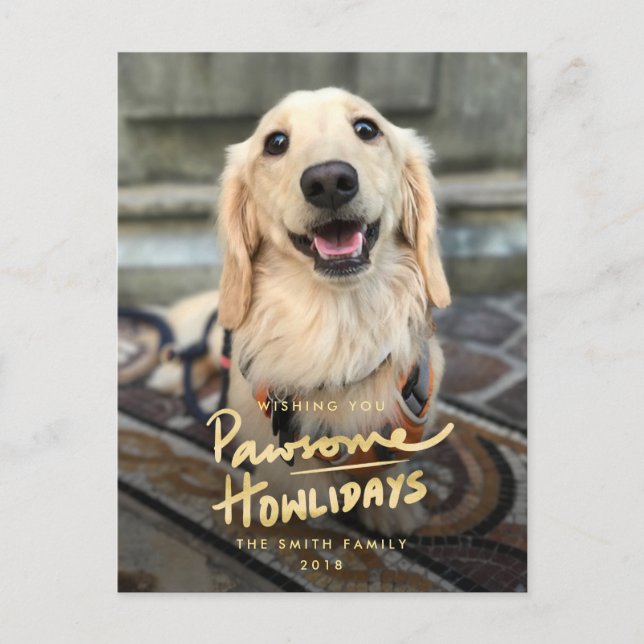Pawfektiga Howlidays Rolig Hund Puns Foto Julkort Helg Vykort (Framsida)