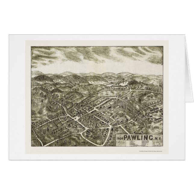 Pawling panorama- karta för NY - 1909 Hälsningskort (Framsidan Horizontal)