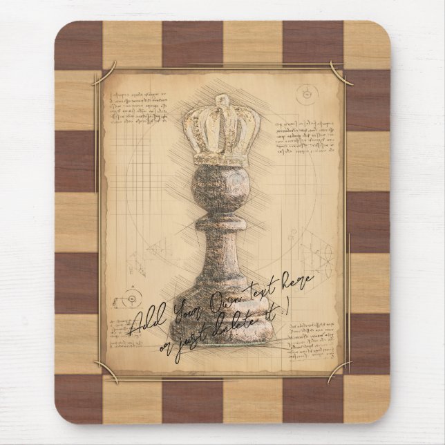 "Pawn Kung / Queen" Vintage Chessboard Chess Gift Musmatta (Framsidan)