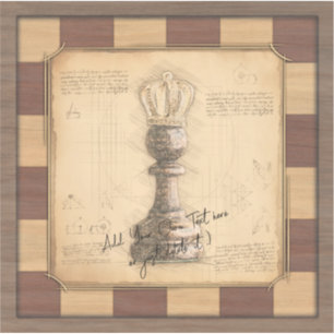 "Pawn Kung / Queen" Vintage Chessboard Player Gift Klistermärken