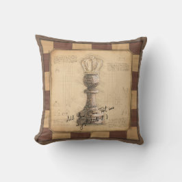 "Pawn Kung / Queen" Vintage Chessboard Player Gift Kudde
