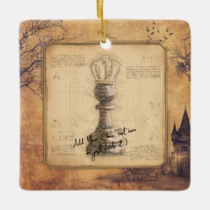Pawn Kung / Queen Vintage Old Fashioned Chess Gift Julgransprydnad Keramik