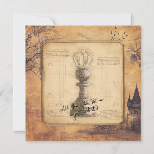 Pawn Kung / Queen Vintage Old Fashioned Chess Gift Julkort