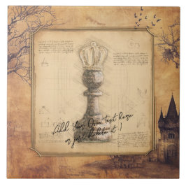 Pawn Kung / Queen Vintage Old Fashioned Chess Gift Kakelplatta