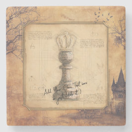 Pawn Kung / Queen Vintage Old Fashioned Chess Gift Stenunderlägg