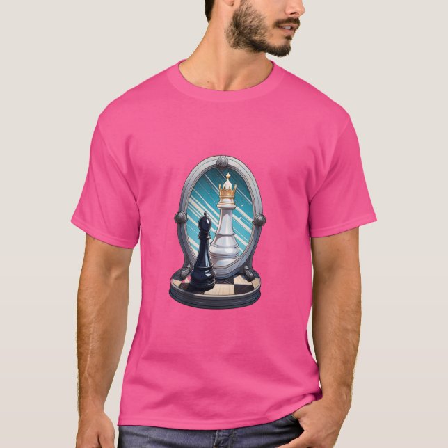 Pawn Queen Chess Player Spegel Reflection Potentia T Shirt (Framsida)
