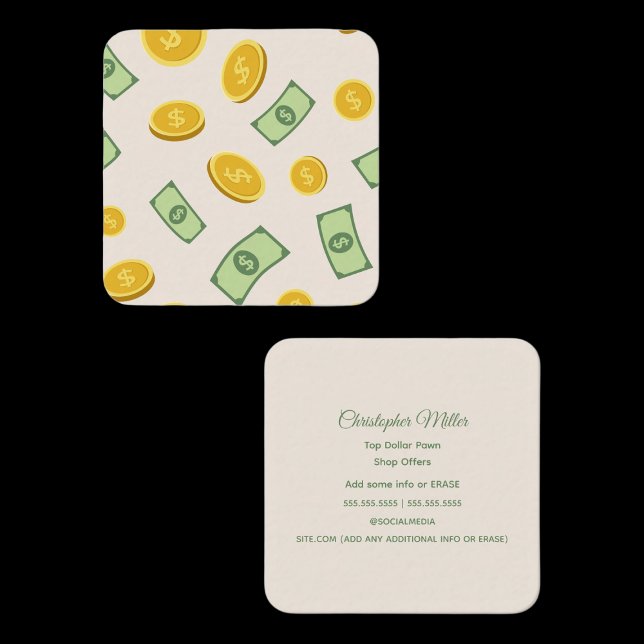 Pawn Shop Fyrkantigt Visitkort (Pawn Shop Square Business Cards)