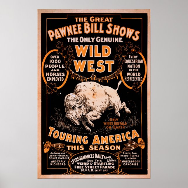 Pawnee Bill Vilda western Show Poster (Framsidan)