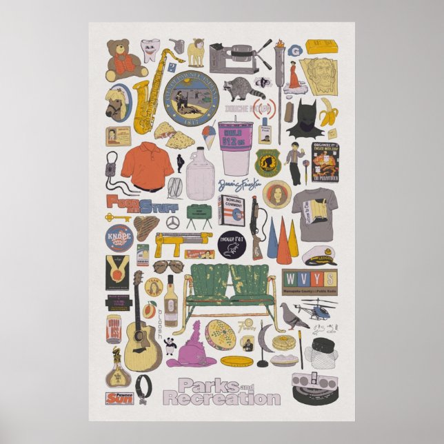 Pawnee Life Parker och Rec Item Collage Poster (Framsidan)