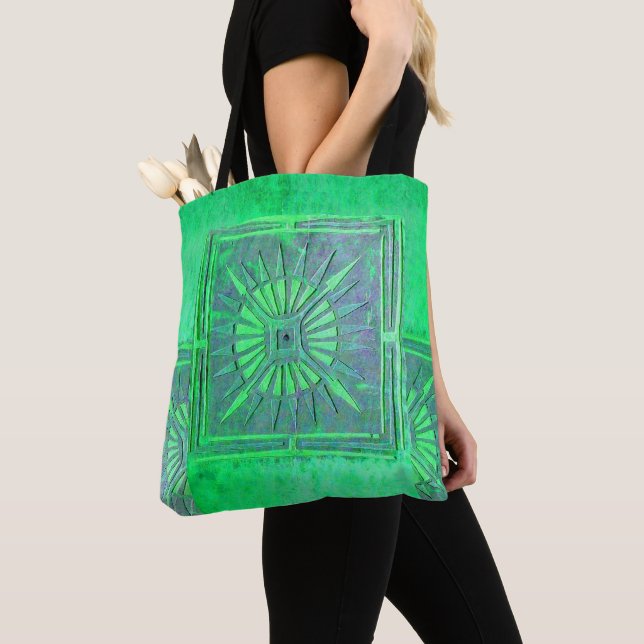 PAWNEE MORNING STAR, Blue GreenTote Bag Tygkasse (Närbild)