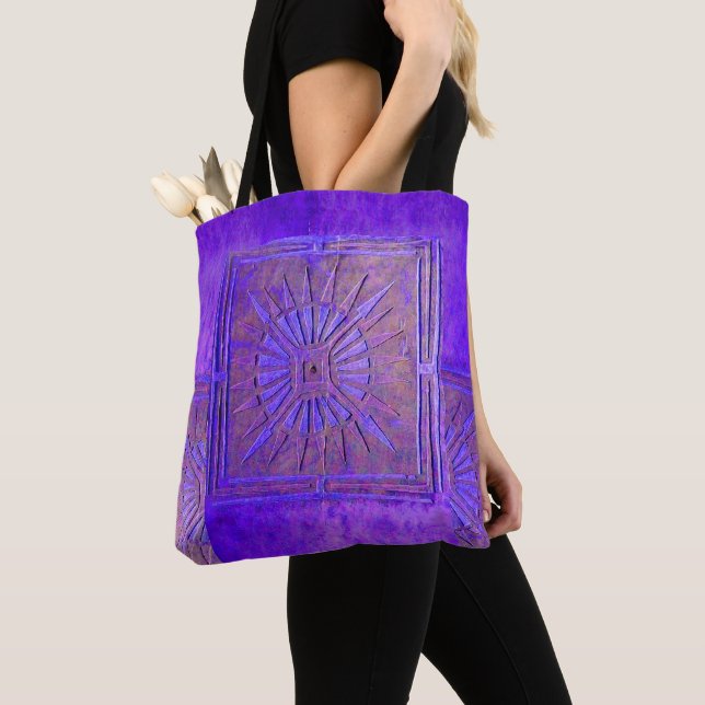 PAWNEE MORNING STAR, Blue Lila Tote Bag Tygkasse (Närbild)