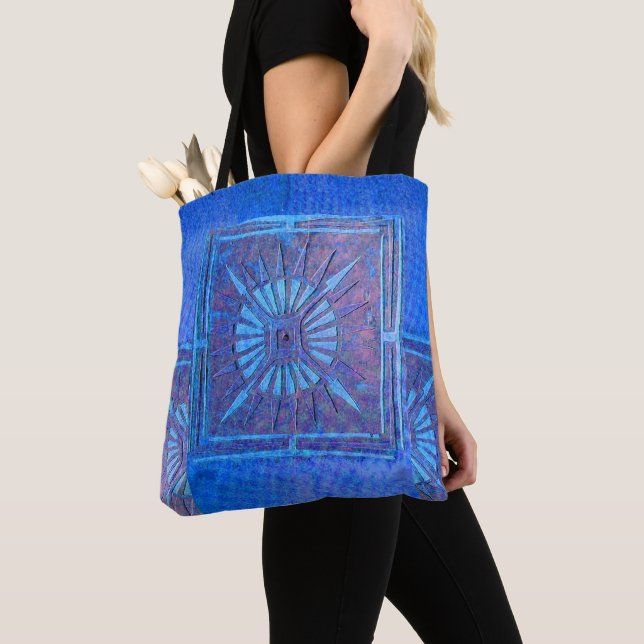 PAWNEE MORNING STAR, Blue Tote Bag Tygkasse (Närbild)