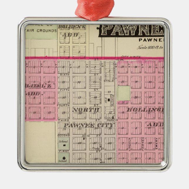 Pawneestad, Nebraska Julgransprydnad Metall (Framsidan)