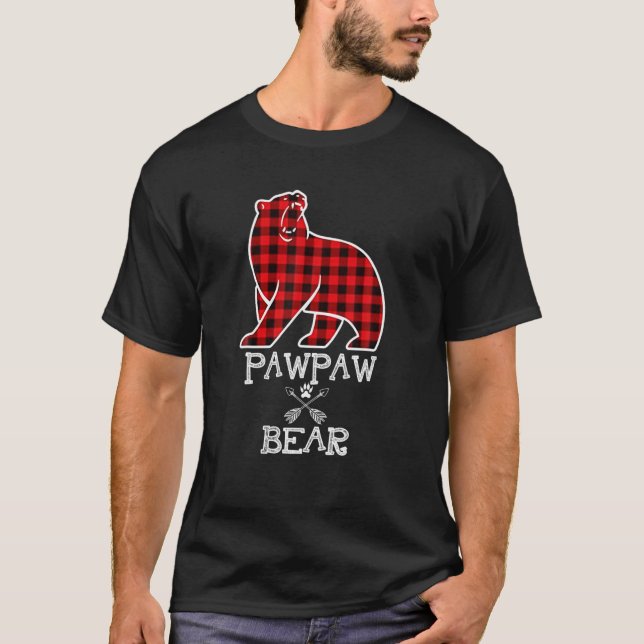 Pawpaw Bear Jul Pajama Red Play Buffalo Fam T Shirt (Framsida)