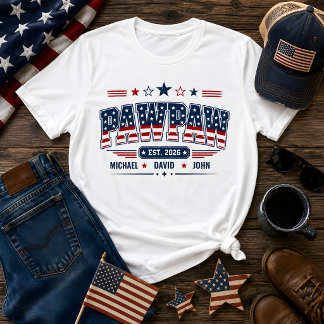 PawPaw Est 2026 Amerikansk Flagga Anpassat Barnnam T Shirt