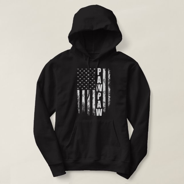Pawpaw Gift America Flagga Gift För manar Fars dag Hoodie (Design framsida)