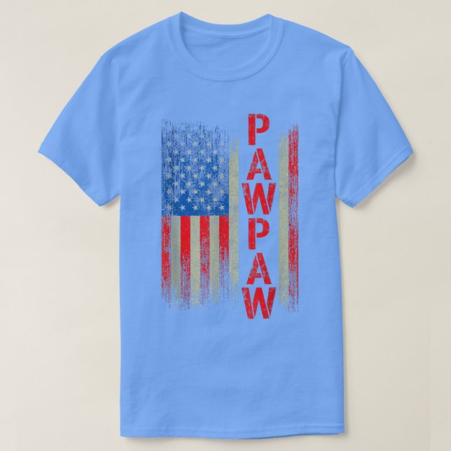 PawPaw Gift America Flagga Gift För manar Fars dag T Shirt (Design framsida)
