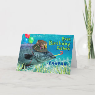 Pawpaw Grandpa Birthday Fish Redo till Party Kort