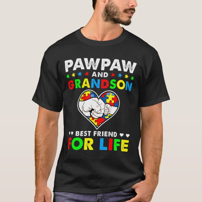Pawpaw och Grandson Best Friend for Life Autism AW T Shirt (Framsida)