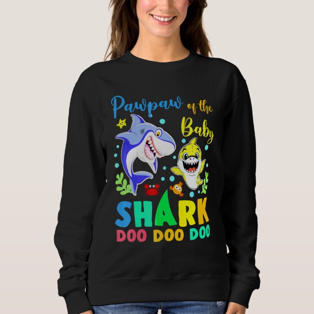 Pawpaw of the Birthday Boy Shark Blue Gult Doo D T Shirt (Framsida)