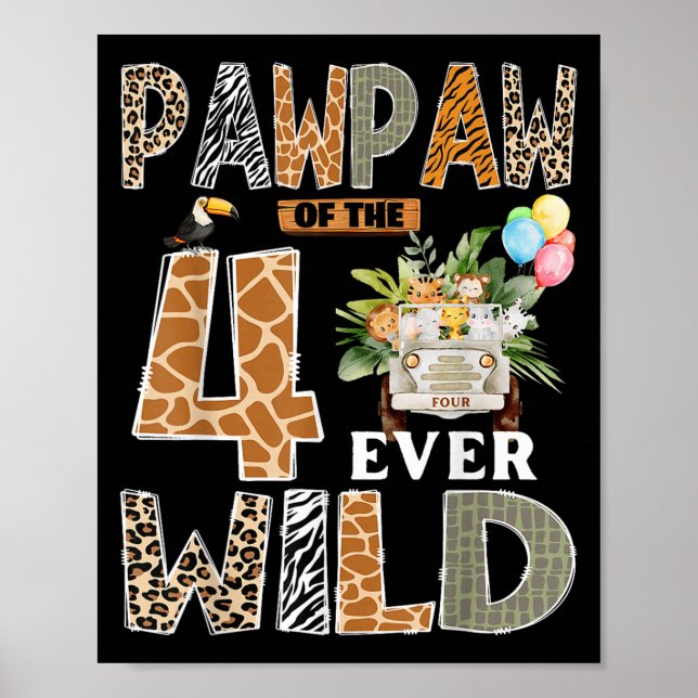 Pawpaw Of The Four Ever Wild Safari 4th Birthday B Poster (Framsidan)